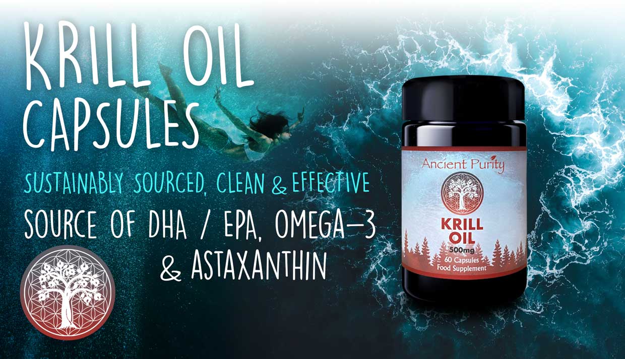 Ancient Purity Krill Oil capsules with DHA, EPA, Omega-3 and astaxanthin