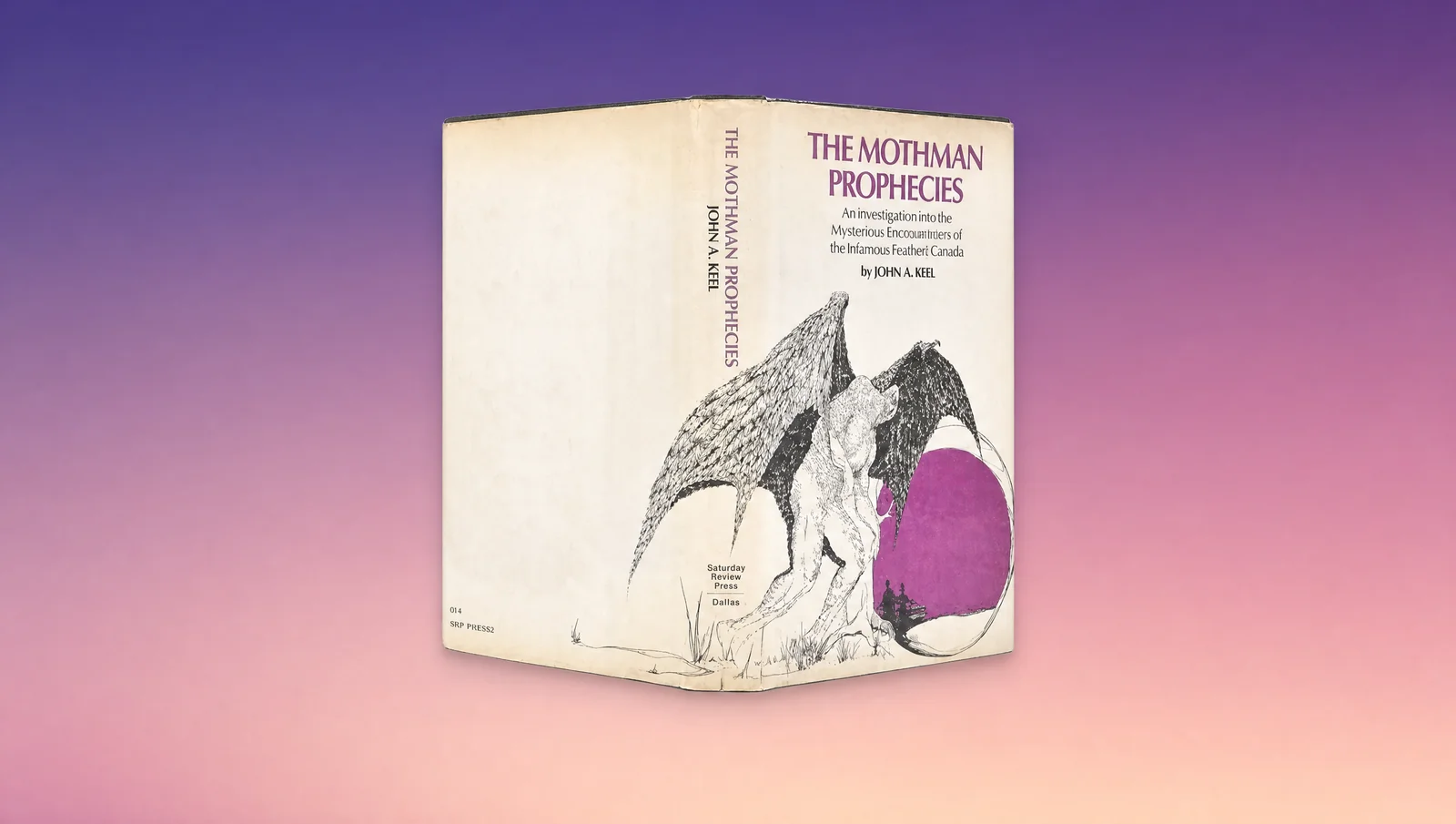 The Mothman Prophecies by John A. Keel against a purple and pink background